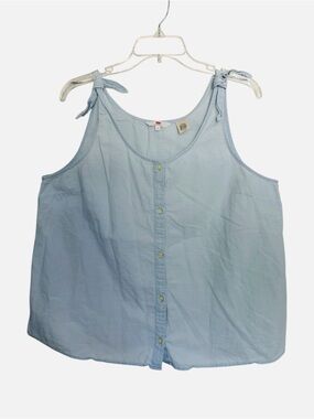 Levi's Light Blue Tie-Shoulder Button-Front linen Tank Top